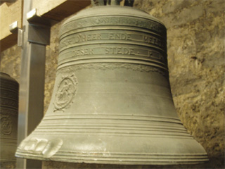 One of the damaged bells on the third floor