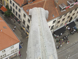 A gargoyle viewed from above