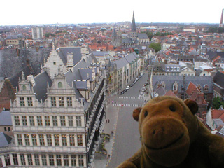 Mr Monkey looking down at the town hall