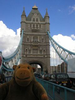 Mr Monkey crossing Tower Bridge