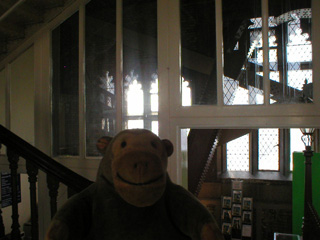 Mr Monkey scurrying up the stairs in the North Tower
