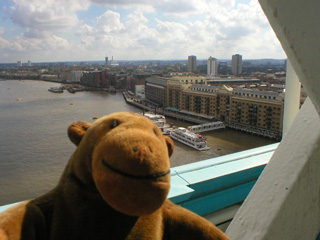 Mr Monkey looking west along the south bank of the Thames