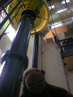Mr Monkey looking up at a raised accumulator