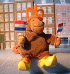 Mr Monkey waves a Dutch flag for Queen's Day